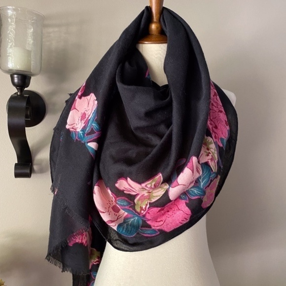 Anthropologie Accessories - Anthropologie Black Floral Oversized Scarf